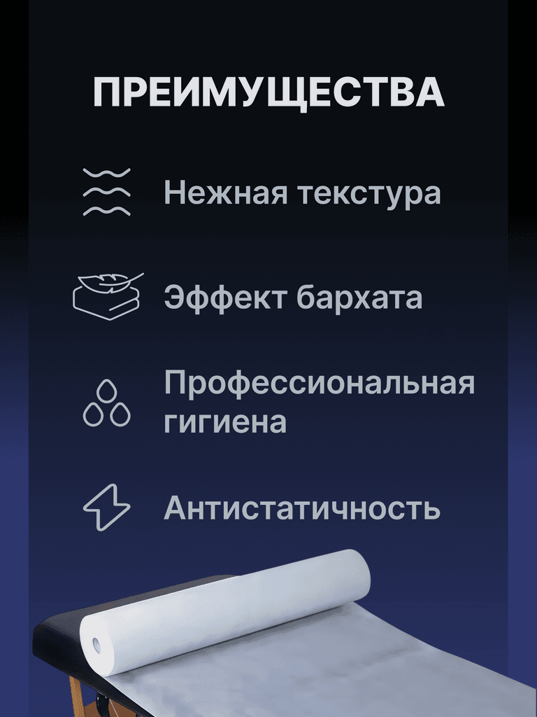 Одноразовые простыни в рулоне PLATINUM SOFT, 200x80 см, 20 г/кв.м, 75 шт, белый